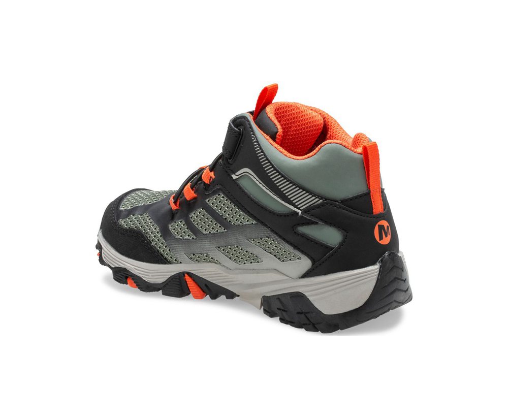 Buty Trekkingowe Merrell Dziecięce Oliwkowe - Moab Fst Mid A/C Waterproof - 842076-RPF